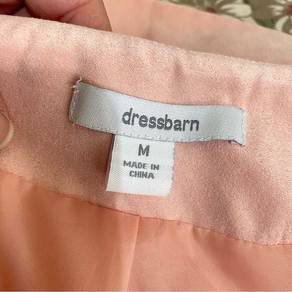 Dress Barn Microsuede Embroidered Trim Pale Peach Open Front Blazer - Picture 7 of 9